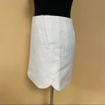 Topshop 🛍️  White Textured Tweed Embroidered A-Line Mini Skirt Size US 6 Photo 4