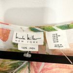 Nicole Miller Dress Floral Tropical 100% Linen medium Flutter Sleeve V-neck Photo 1