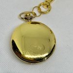 JOY & IMAN Pocket Watch Quartz Clip On Purse Fob Gold Tone green 46mm running Photo 3