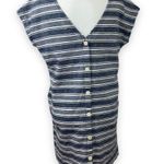 Peyton & Parker Striped linen cotton blend dress M Blue Size M Photo 4