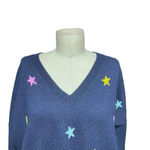 J.Crew  Navy Blue Stars V-Neck‎ Cashmere Sweater Size XS Photo 1