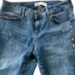 ZARA  Rhinestone Colorful Metallic Stripe‎ Jeans size 8 Photo 1