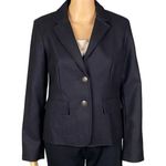 L.L.Bean 100% Wool black Twill Tweed 2 button classic blazer Size 8 Petite EUC Photo 0