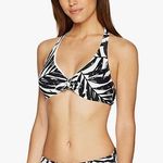 Neiman Marcus Carmen Marc Valvo Printed Palm leaf Black & White Bikini Top Small-  bikini bottoms XS - both NWT - hygienic liner still in place. Photo 0