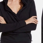 Fabletics Lightweight Faux Wrap Hooded Long Sleeve Sweatshirt in Black Size XS Photo 0