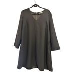 Gap Black Long-Sleeve V-Neck Dress With Back Zipper Closure Large Photo 1