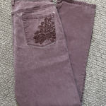 Gloria Vanderbilt Amanda Womans 10 Purple Jeans 26' Waist Straight Floral Pocket Photo 0