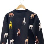 THML Black Horse Print Sweater Knit Crewneck Pullover Equestrian Western Small Photo 4