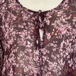 Lucky Brand Large Top Floral Semi-Sheer Keyhole Ruffled Tiers Long Bell Sleeves Photo 1