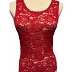 Victoria's Secret  Vintage Red Stretch Lace Top Cami Scallop Bottom Photo 0