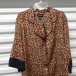 The Room Service Pajama Top Womens Medium Black Animal Print Sleepwear Button Front Photo 3