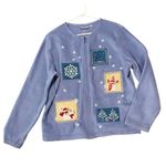 Croft & Barrow Christmas Patchwork Fleece Zip Up Cardigan Photo 0