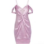 Flour Du Mal Silk Satin Mesh Twist Mini Dress Party Cocktail Luxury Wedding 2 Purple Photo 12