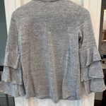 Fantastic Fawn Gray Ruffle Sleeve Keyhole Top | Size Small | Made in USA Photo 3