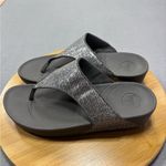 FitFlop  9 Thong Lulu‎ Glitz Toe-Post Sandals Grey Silver Slide On Flip Flops Photo 4