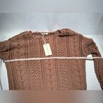 Moon and Madison sweater collection NWT large crochet long sleeve crewneck style Brown Photo 4