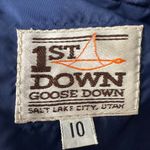 1st Down Womens Goose Down Puffer Vest Navy Blue‎ Size 10 Snap Front Pockets Blue Photo 5