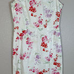 Laura Ashley Vintage 1990’s Floral Sheath Shift Cotton Dress US 6 White Pink Photo 0