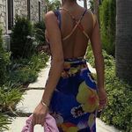 ZARA dress mesh open back violet casual summer vacation wedding party Photo 2