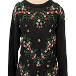 NUTCRACKER Vintage 3D Beaded Floral Long Oversized Crewneck Sweater Black Size S Photo 0