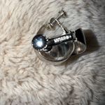 Vintage Napier Silver Tone Wide Hoop Screw Clip On‎ Earrings Chunky Photo 2