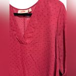 EVRI Maroon Long Sleeve Floral Pattern Blouse Sz 1X Red Photo 3