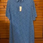 Banana Republic NWT $148 Blue Flutter Sleeve Collared Lace Dress XSP Photo 3