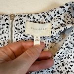 MELLODAY  Womens Black White Speckled Print Short Sleeve Zipper detail Top Size M Photo 2