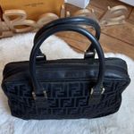 Fendi Zucchino Tote Handbag Canvas Leather Black Italy Authentic 0022-29900 Photo 3