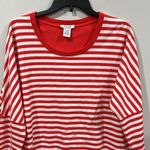 Joan Vass  Red and White Striped 3/4 Sleeve Top Size (2) Large EUC Photo 1