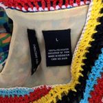 New Directions Shirt Womens Large Yellow Multi Floral Flower Crochet Neck Boho‎ Photo 6