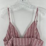 Cotton Candy LA  Red Striped Button Front Peplum Hem Cropped Top Size Small Photo 3