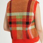 Cider Red Plaid Knitted Sweater Vest Photo 4