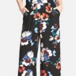 ASTR  the Label Black Floral Jumpsuit Sleeveless Halter Wide Leg Jumper pants xs Photo 0