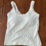 Vital Life Ivory Lace Trim Cropped Tank White Photo 0