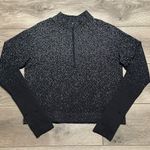 Lululemon Rest Less Crop 1/2 Zip Thumbholes Herringbone Fade Black/White Size 12 Photo 0