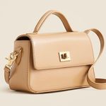 J.Crew NWT Small Edie top-handle bag Italian leather Honey Brown MONOGRAM CVM Photo 3