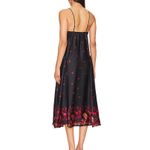 Free People On My Own Floral Satin Smocked Midi Dress Women’s Sz M Black Size M Photo 1