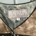 Vtg Platinum Dorothy Schoelen Tunic Tribal Print Button Top Size Small Art Aztec Tan Photo 2