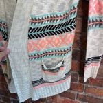 Eyeshadow  womens open front aztec boho western cardigan sweater cream M Photo 1