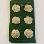 VTG Set of 6 Three Feathers Handcast Fine Pewter Buttons Flower Reenactment Silver Photo 3