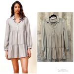 ZARA Women's Size Medium Beige Chic Tiered Shirt Dress Light Gray Mini Summer Photo 9