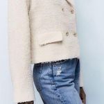 ZARA  Textured Tweed Double-Breasted Blazer in Ivory Cream Size Small NWT Photo 1