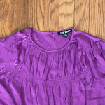 Steve Madden Pyper Satin Crew Neck Long Sleeve Ruffle Hem Blouse Purple XS NWT Photo 3