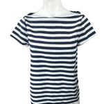 Kate Spade Black White Silk Striped Boat Neck Short Sleeve T Shirt Tee Top 4 Photo 0