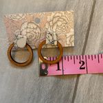 Handmade wooden earrings with marble look detail for pierced ears, size shown Brown Photo 6