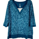st. john's bay St. John’s Bay Turquoise Paisley Floral 3/4 Sleeve Top 1X Photo 0