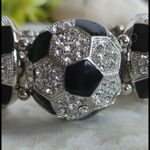 Unique Crystal Stretch Bracelet Soccer Ball Silver Photo 2