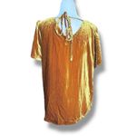 Loft Velvet Top Gold Short Sleeve Tie Back Blouse Flutter Sleeves Small Holiday Photo 4