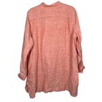 Garnet Hill Linen Tunic Top Women's Size Large Long Sleeve Button Front Coral Photo 1